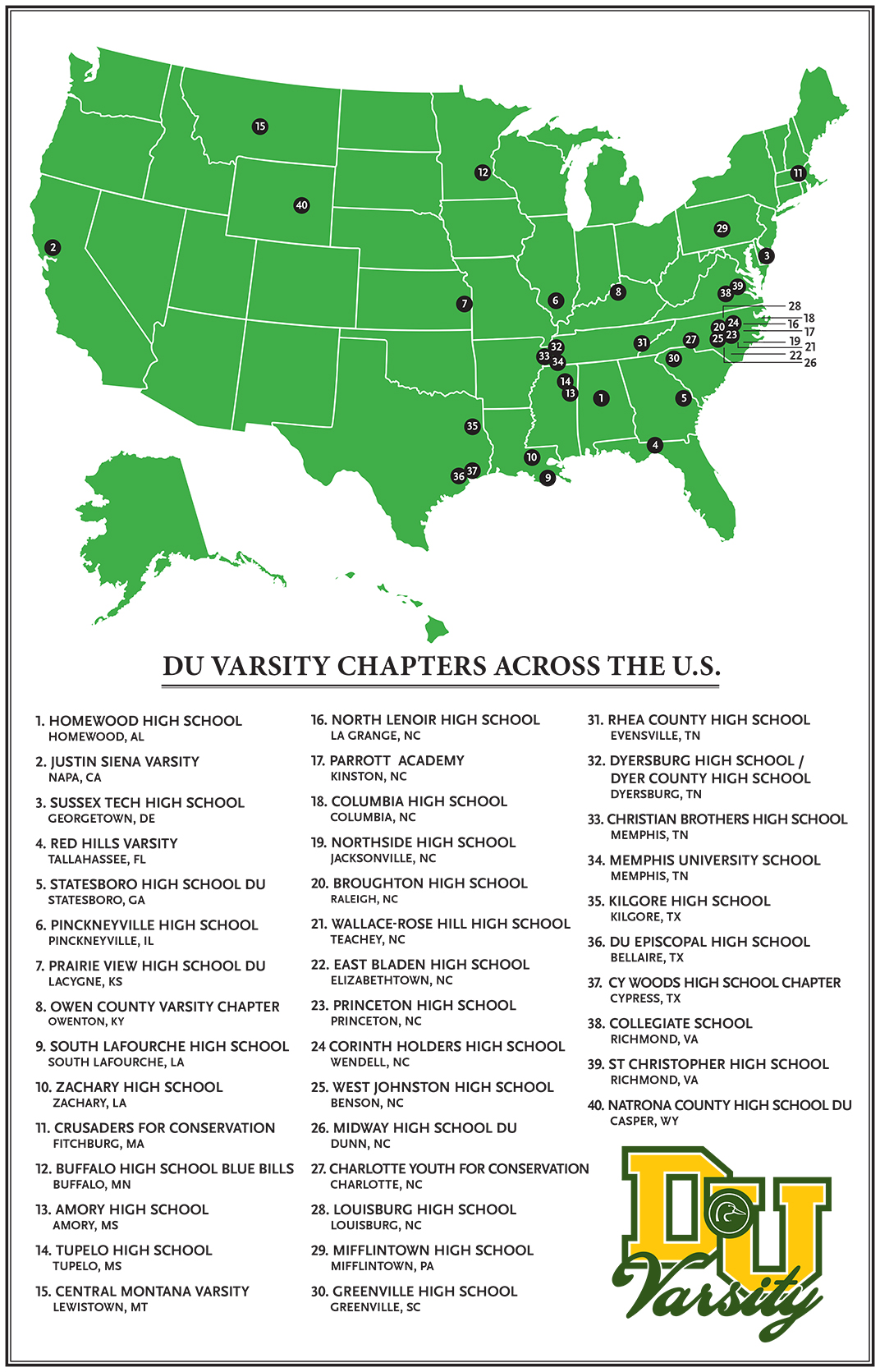 DU Varsity Chapter Map