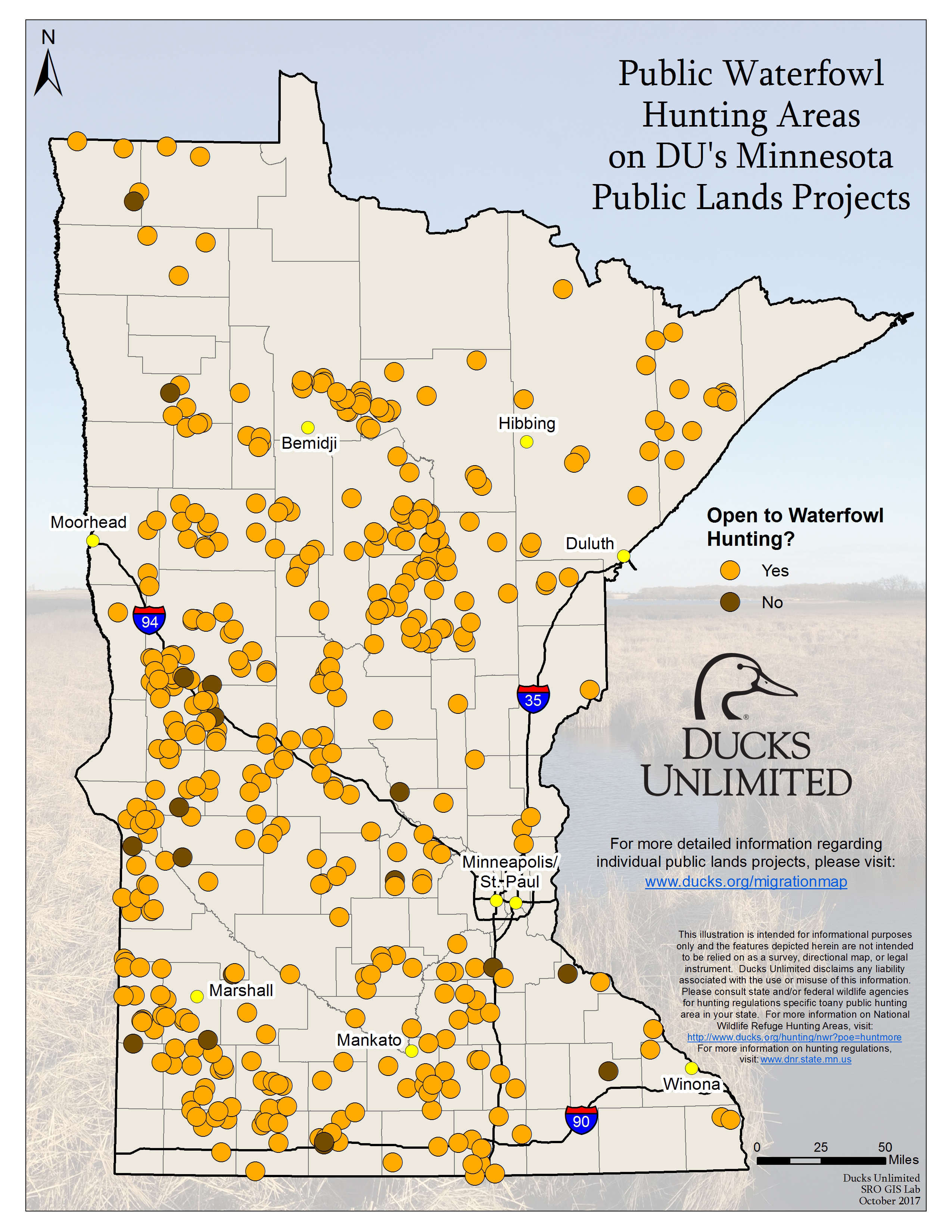 Michigan Public Hunting Land Map Public Waterfowl Hunting Areas on DU Public Lands Projects