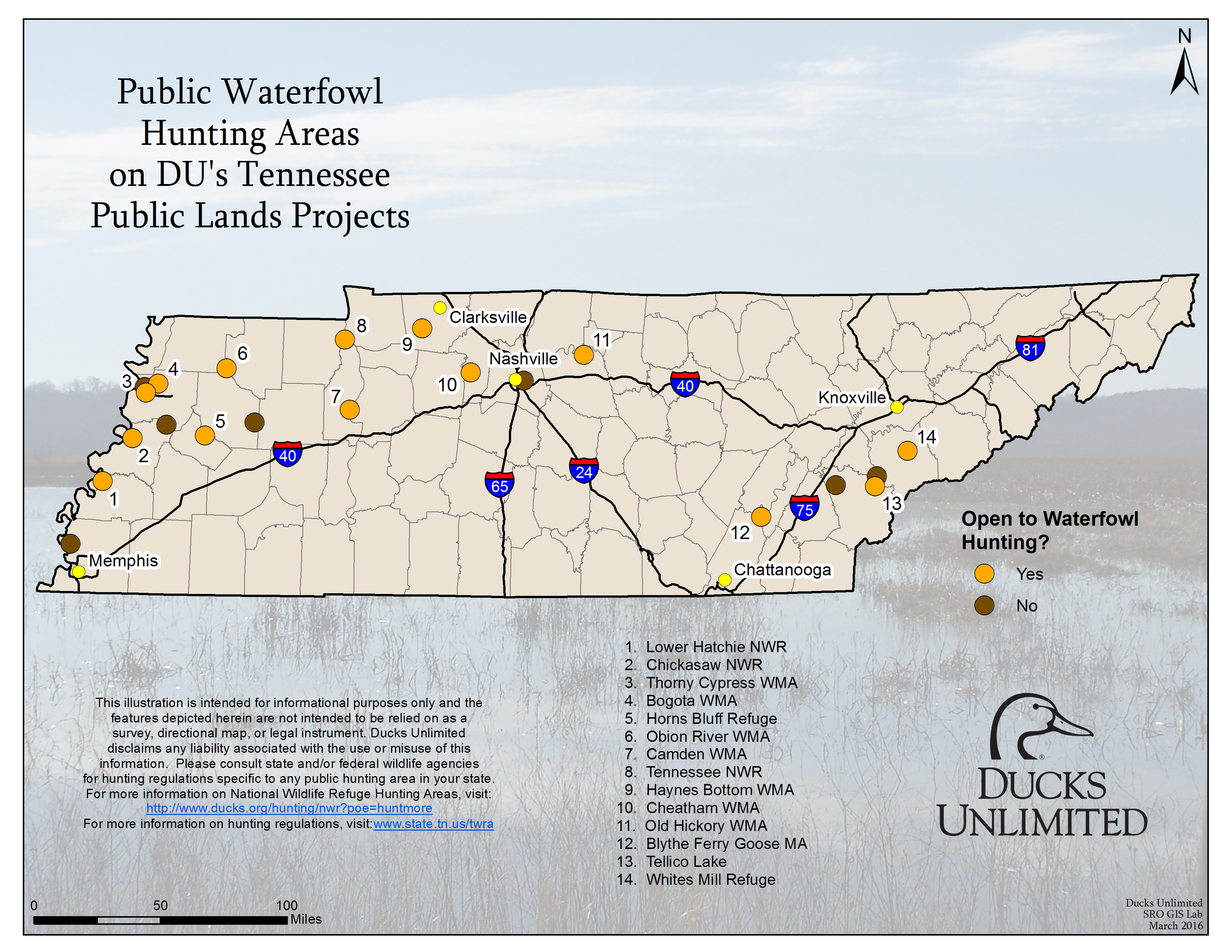 Hunting Areas Lands Waterfowl Tennessee Duck Du Projects Ducks Maps Tn Near...