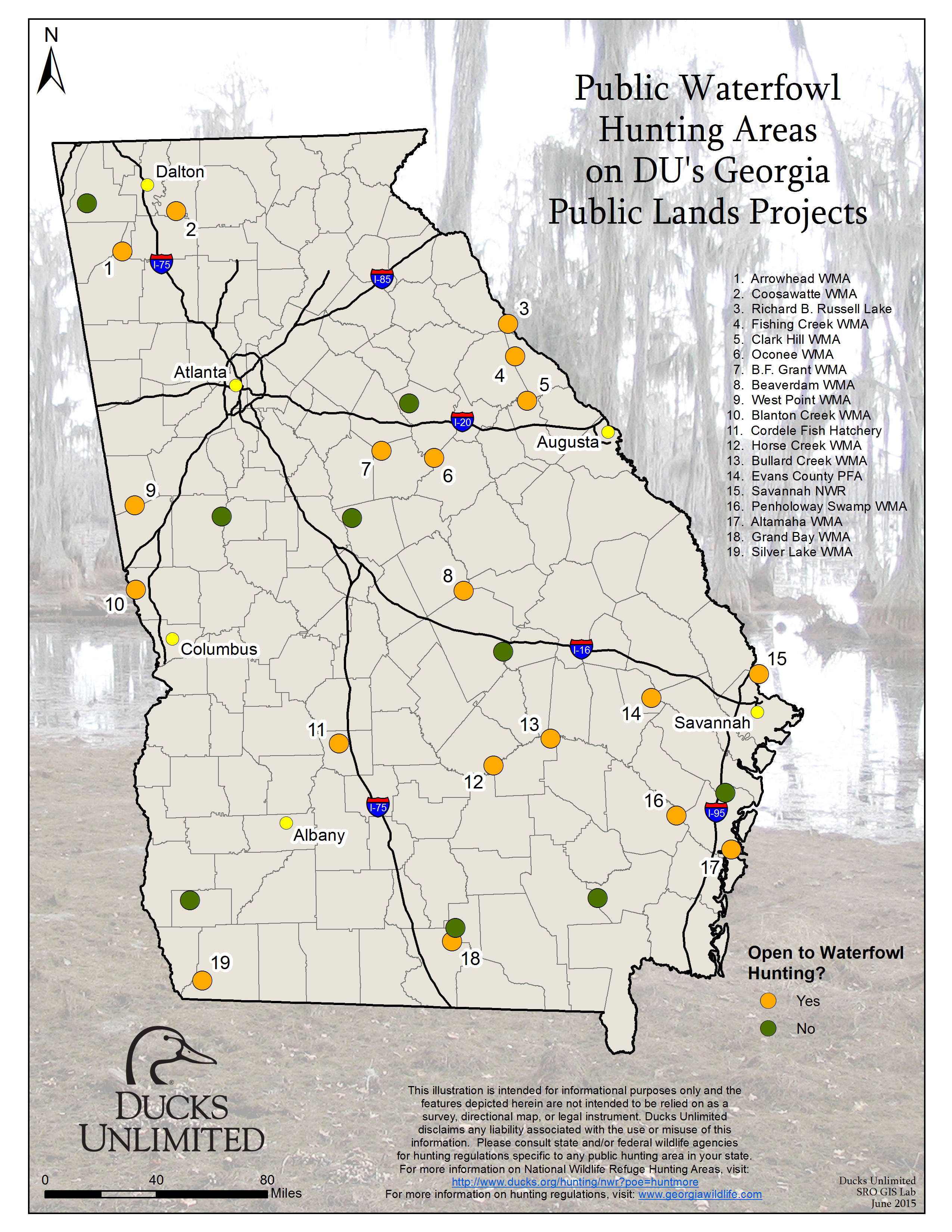 Georgia Public Hunting Land Map. 